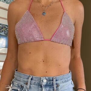 Pink Bedazzled Bikini Top No
